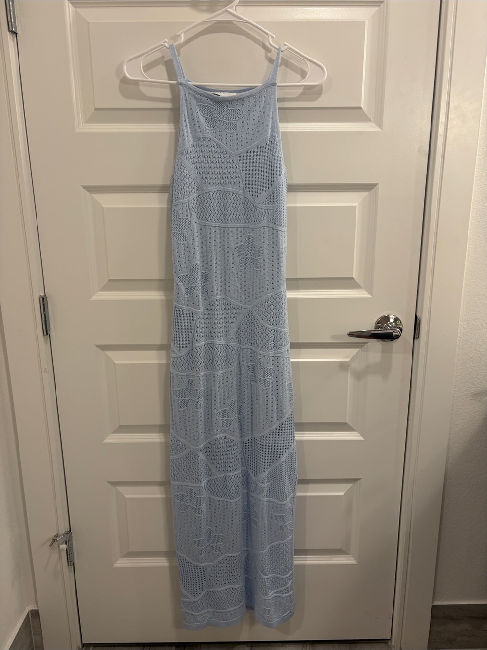 Light Blue Crochet Maxi Dress for Women